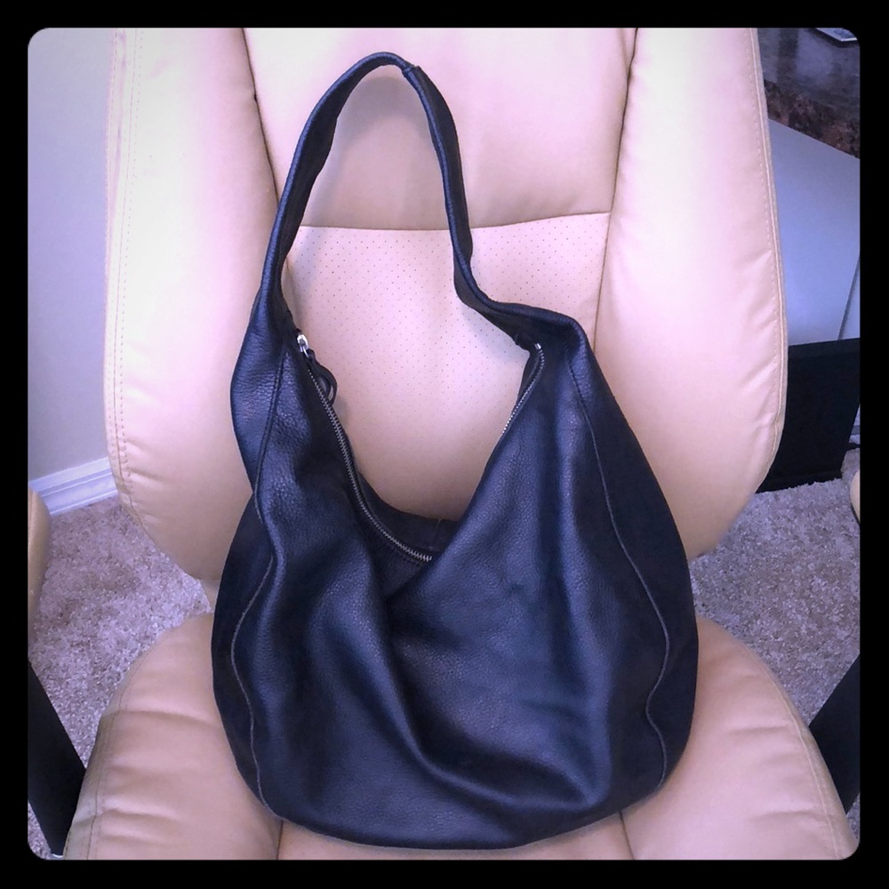 Black leather Banana Republic slouchy hobo purse